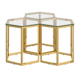1. "Fleur 3pc Accent Table Set in Gold - Elegant and versatile furniture for your living space"