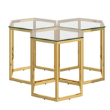 3. "Fleur 3pc Accent Table Set - Enhance your home decor with this stunning gold furniture"