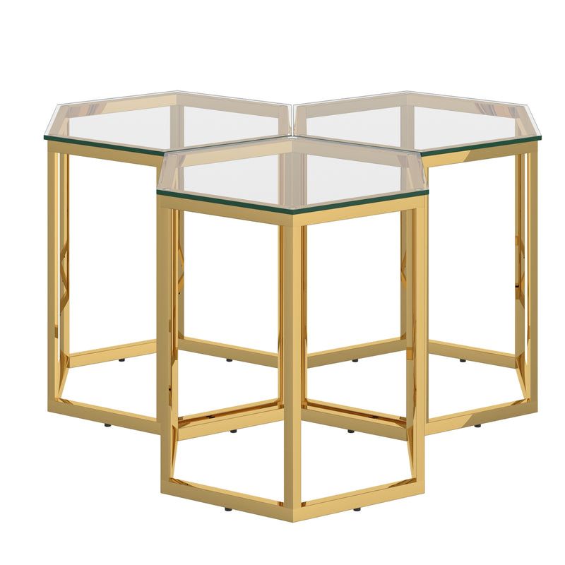 3. "Fleur 3pc Accent Table Set - Enhance your home decor with this stunning gold furniture"