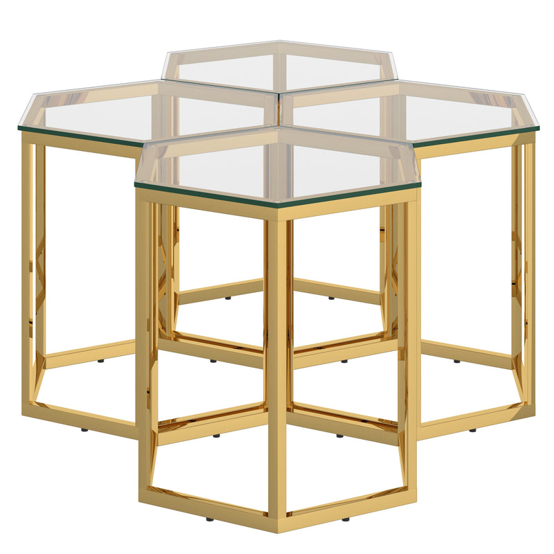 3. "Fleur 4pc Accent Table Set - Add a touch of sophistication to any room with these gold tables"