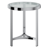 4. "Strata Accent Table with Chrome Finish - Ideal for small to medium-sized spaces"