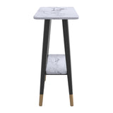4. "White Faux Marble Console Table - Perfect for Small Spaces"