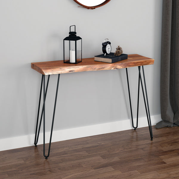 2. "Natural and Black Nila Console/Desk - Functional and Elegant Design"
