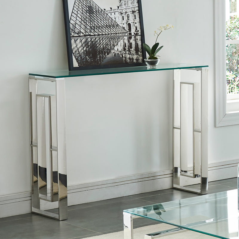 2. "Silver Eros Console/Desk - Stylish and functional furniture piece"