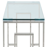 7. "Silver Console/Desk - Ample storage space for organizing your essentials"