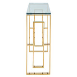 3. "Eros Console/Desk in Gold - Contemporary Design with Ample Storage Space"