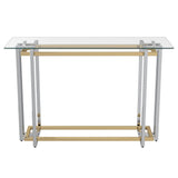 3. "Florina Console Table - Silver and Gold Finish with Intricate Design"