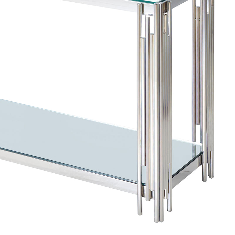 6. "Silver Console Table with Drawers - Keep your essentials within reach"