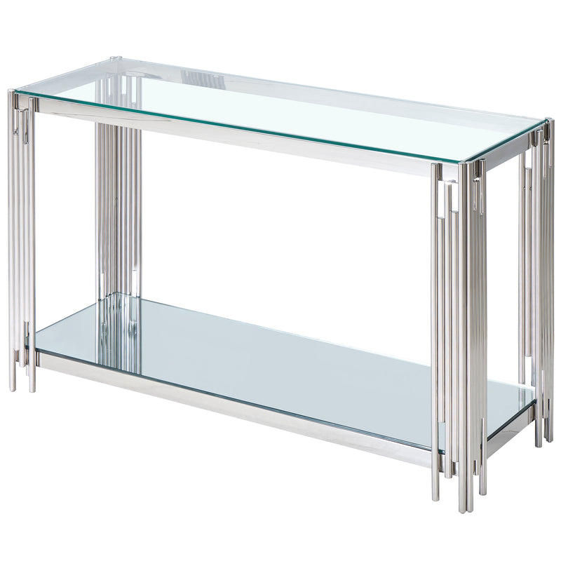 7. "Estrel Console Table in Silver - Modern and sleek design"