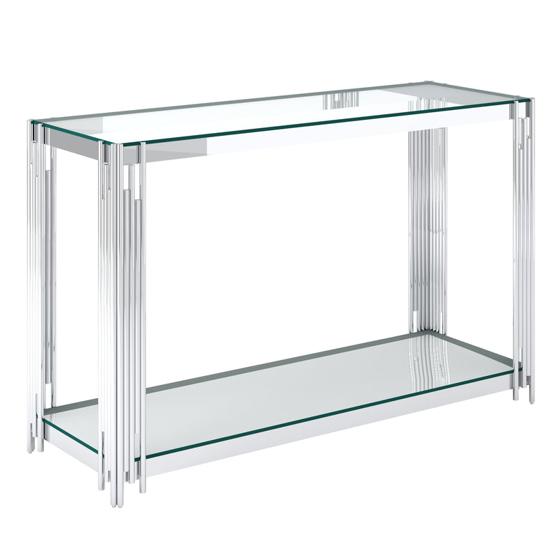 1. "Estrel Console Table in Silver - Elegant and versatile furniture piece"