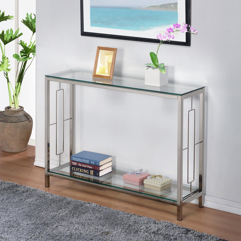 2. "Chrome Athena Console Table - Perfect for contemporary interiors"