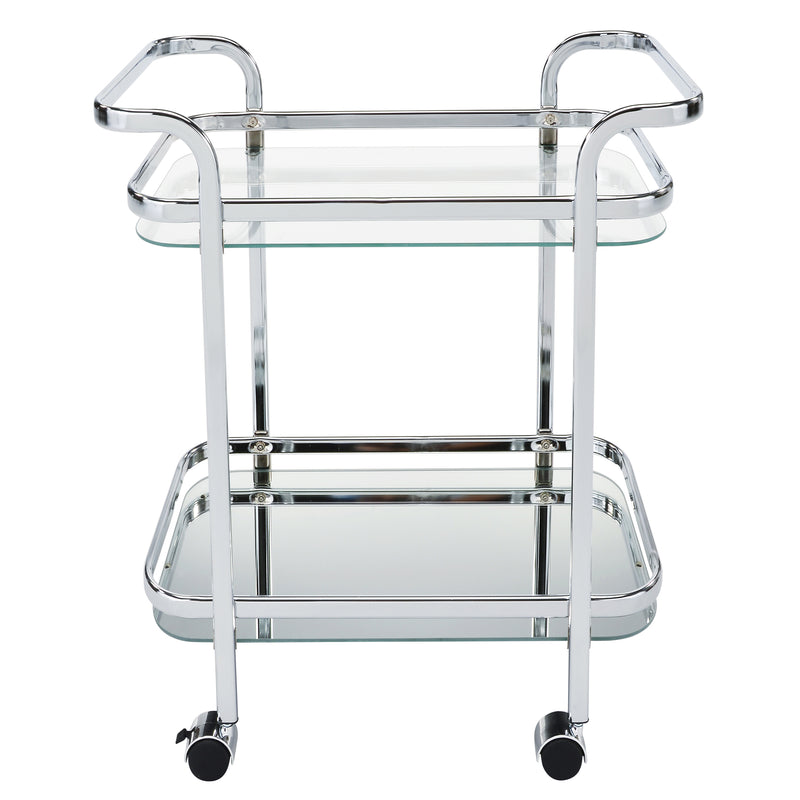 5. "Chrome bar cart with ample space for bottles and glassware - Organize your home bar"