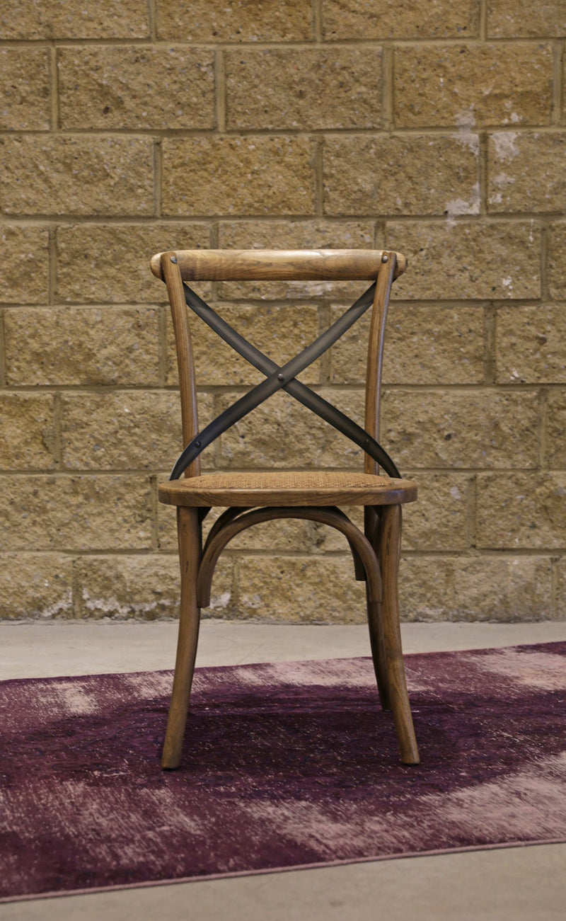 3. "Natural Rustic Cross Back Chair with Rattan Seat, adds a touch of elegance to any space"