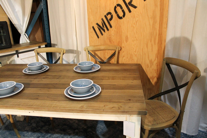 4. "Sturdy Cross Back Chair with Rattan Seat, suitable for indoor and outdoor use"