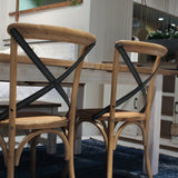 5. "Eco-friendly Cross Back Chair with Rattan Seat, crafted from sustainable materials"