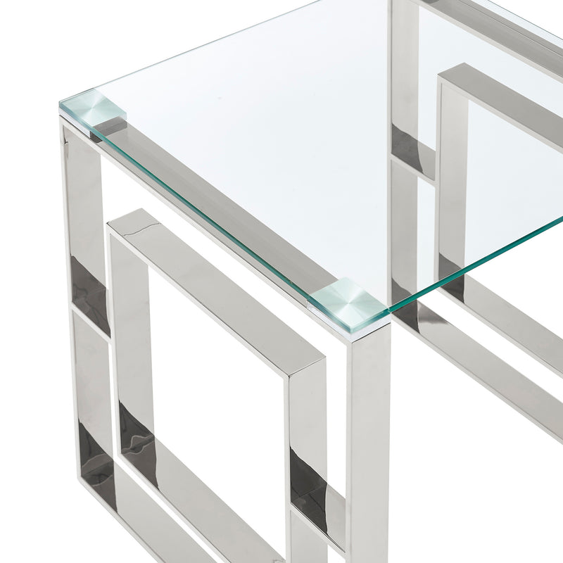 5. "Elegant Eros Desk in Silver with built-in cable management"