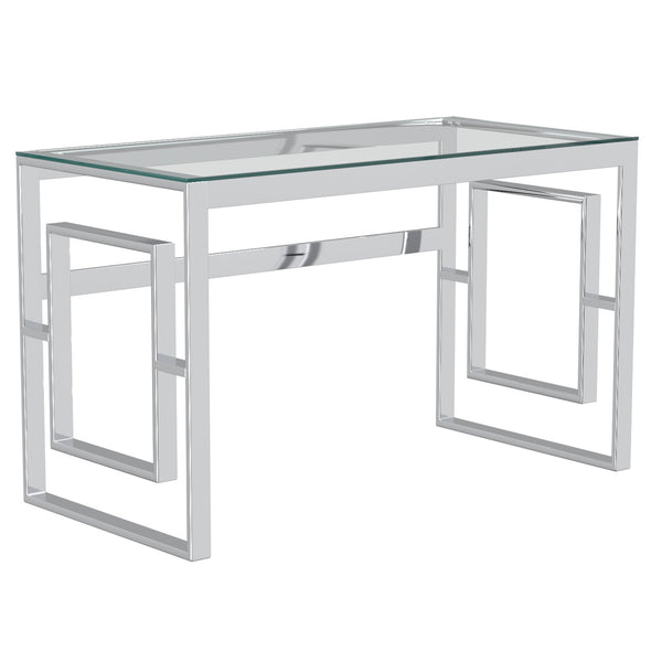 1. "Eros Desk in Silver with spacious storage drawers"