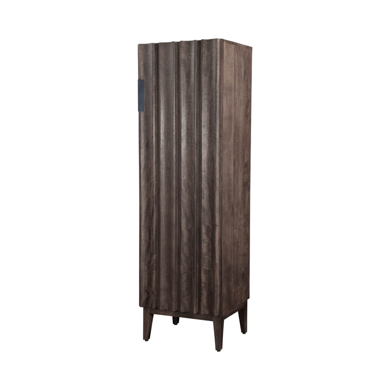 1. "Vertical tall cabinet with left door handle - sleek and modern storage solution"