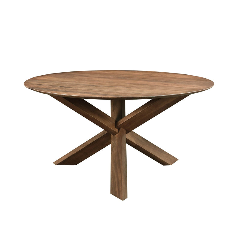 1. "Round 3 Legged Dining Table with Solid Wood Construction"