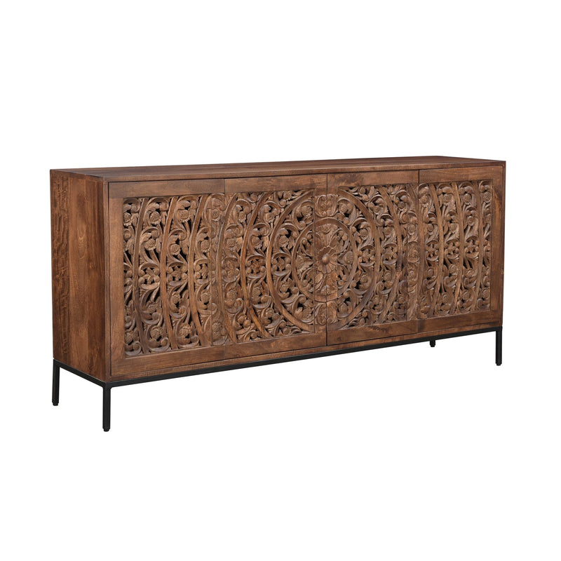 3. "Versatile wooden sideboard with beautiful craftsmanship"
