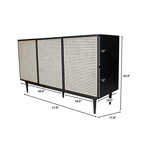 3. "Versatile cane sideboard with adjustable shelves - great for organizing home essentials"