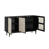 5. "Functional cane sideboard with spacious drawers - ideal for storing cutlery and linens"