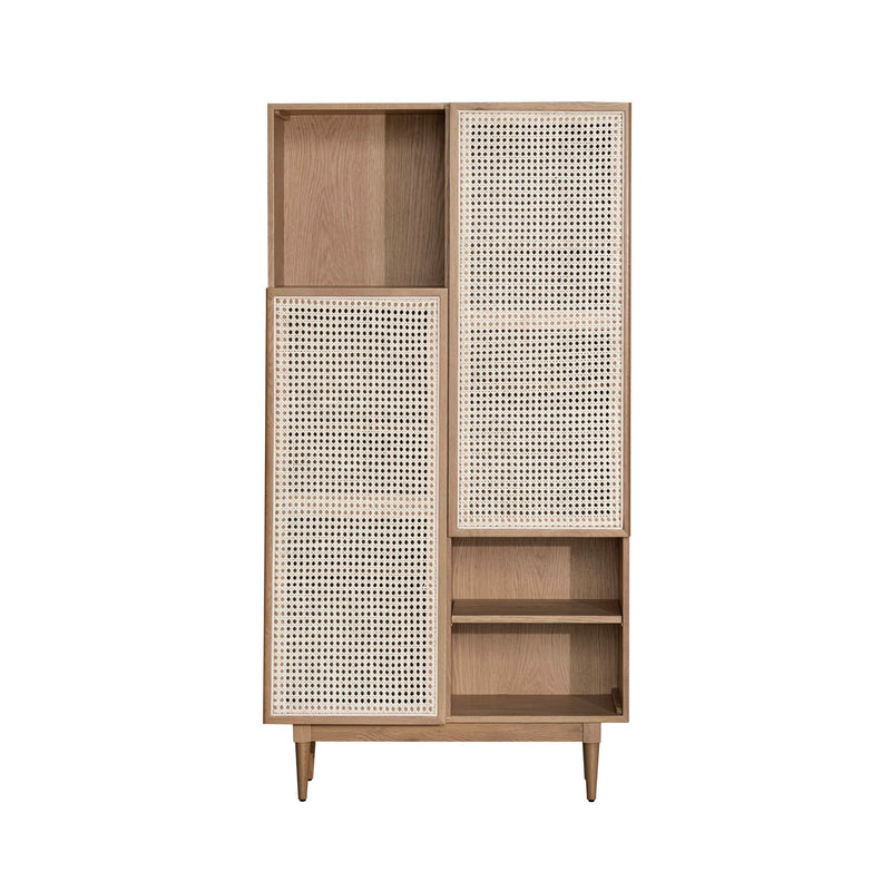 4. "Natural cane bookshelf with ample storage space"