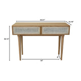 3. "Natural Cane Console Table with ample storage space, great for organizing your belongings"
