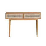 2. "Medium-sized Cane Console Table - Natural, ideal for small to medium-sized living spaces"