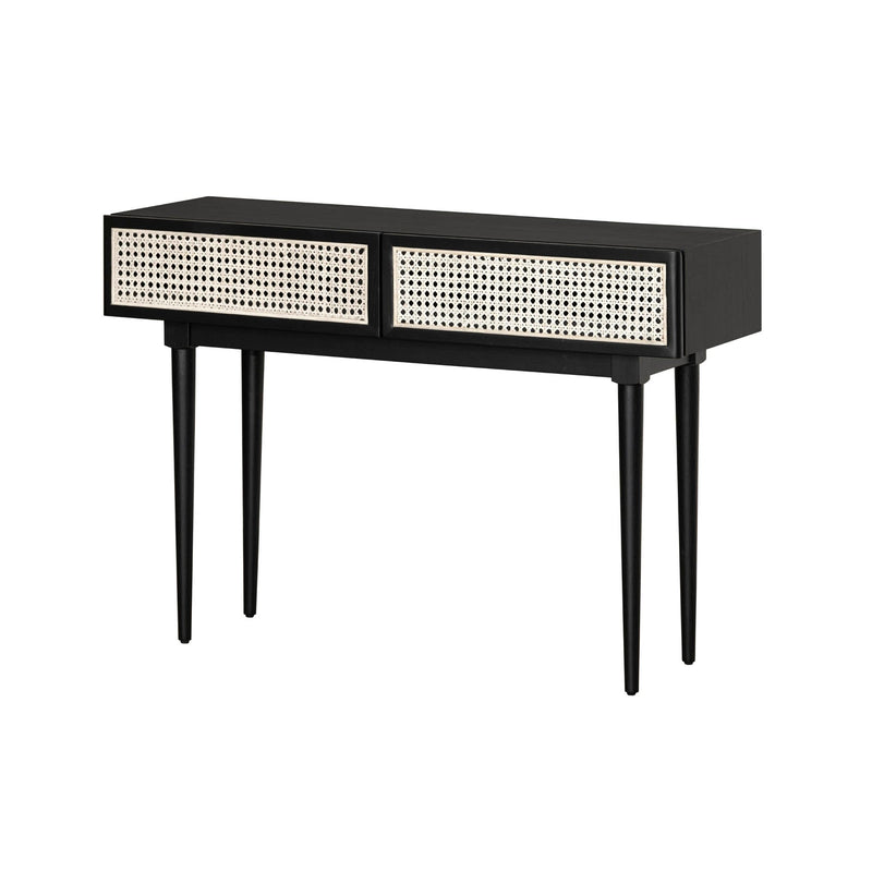 1. "Cane Console Table with Storage - Elegant and Functional Furniture Piece"