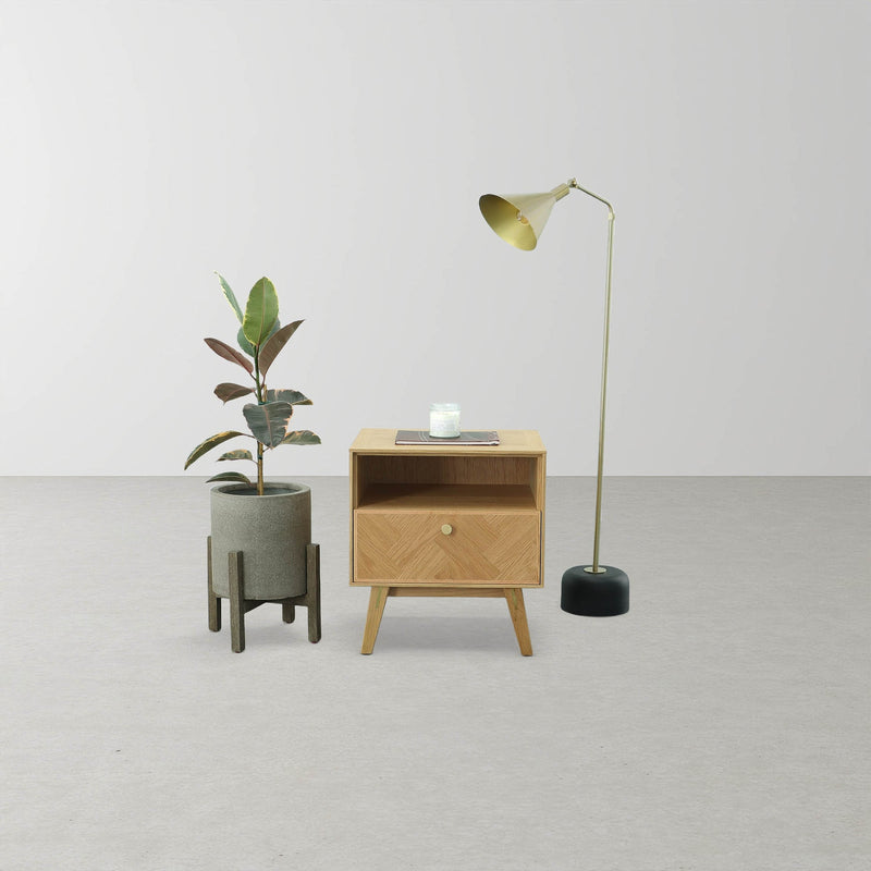 11. "Minimalistic Colton Nightstand with clean lines and a neutral color palette"