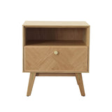 3. "Modern Colton Nightstand featuring a stylish two-tone finish"