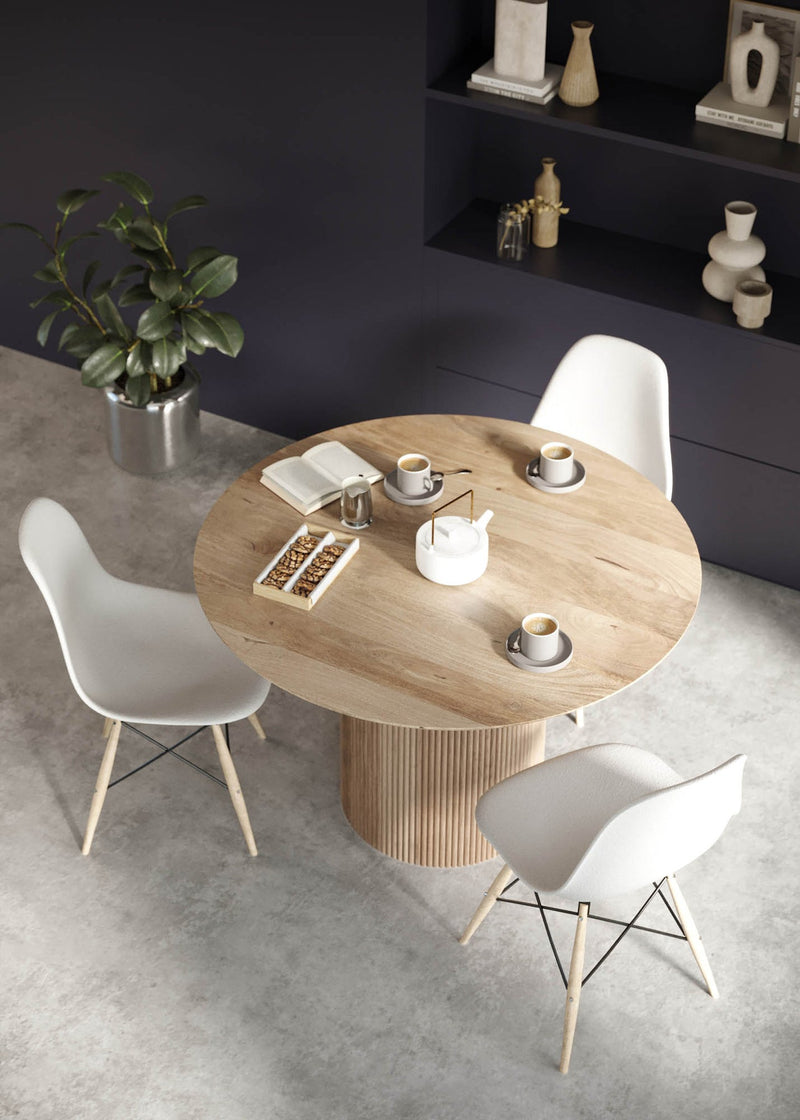 8. "Functional Cylinder Round Dining Table for family gatherings"