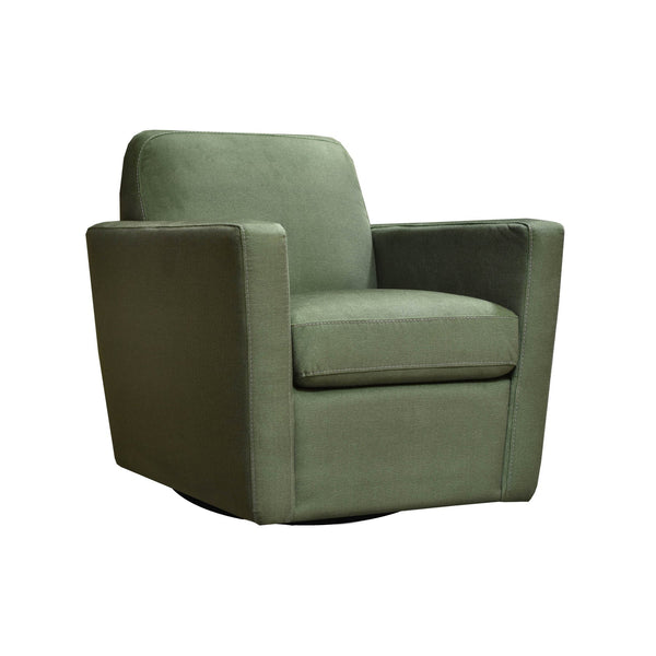 1. "Cooper Swivel Club Chair - Forrest Green in a modern living room"