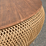 4. "Natural wood coffee table with wave-shaped legs by D-Bodhi"