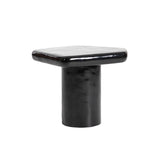 3. "Versatile black side table with spacious drawer and open shelf"