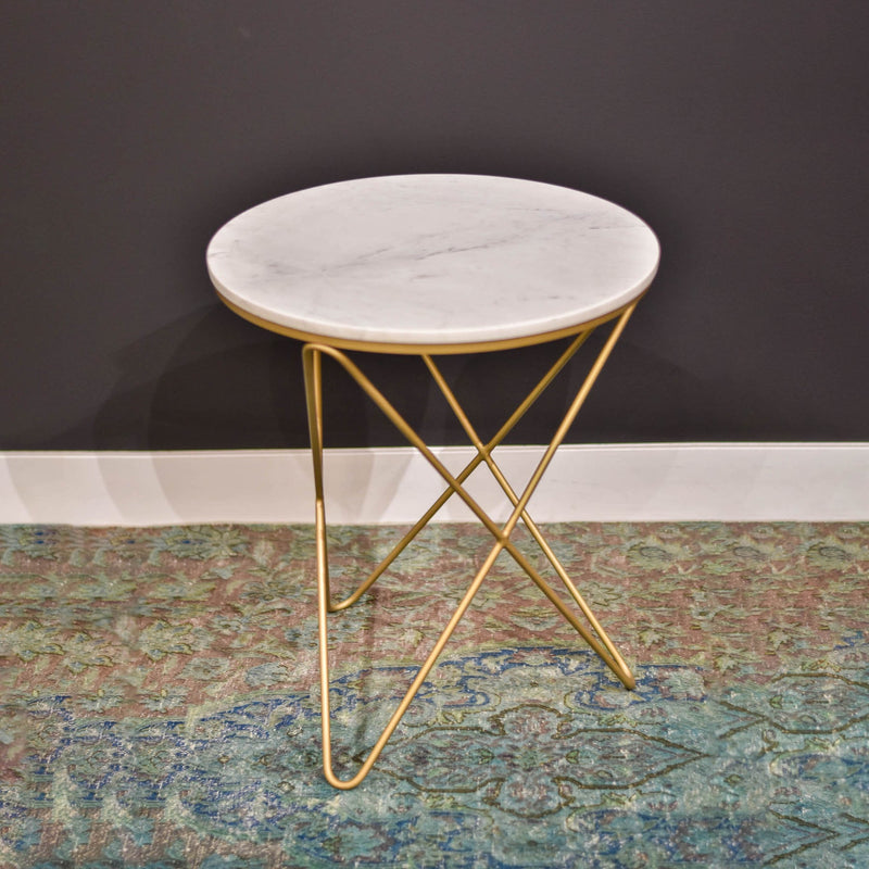 2. "White marble side table: Earth Wind & Fire collection"
