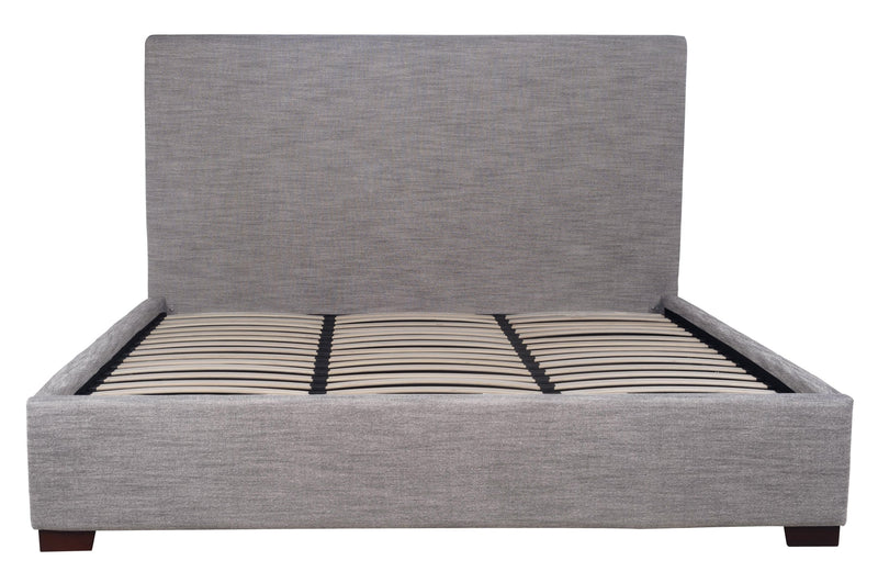 1. "Finlay Storage King Bed - Dovetail Grey Linen with spacious under-bed storage"
