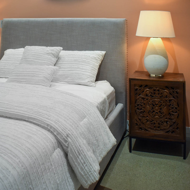 9. "Finlay Storage Queen Bed - Dovetail Grey Linen with medium-sized image highlighting its storage capabilities"
