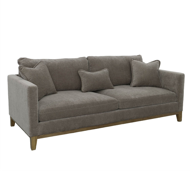 1. "Burbank Sofa - Pecan Brown in a modern living room"