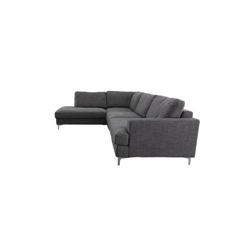 3. Stylish and Comfortable Feather Left Sectional in Charcoal Linen