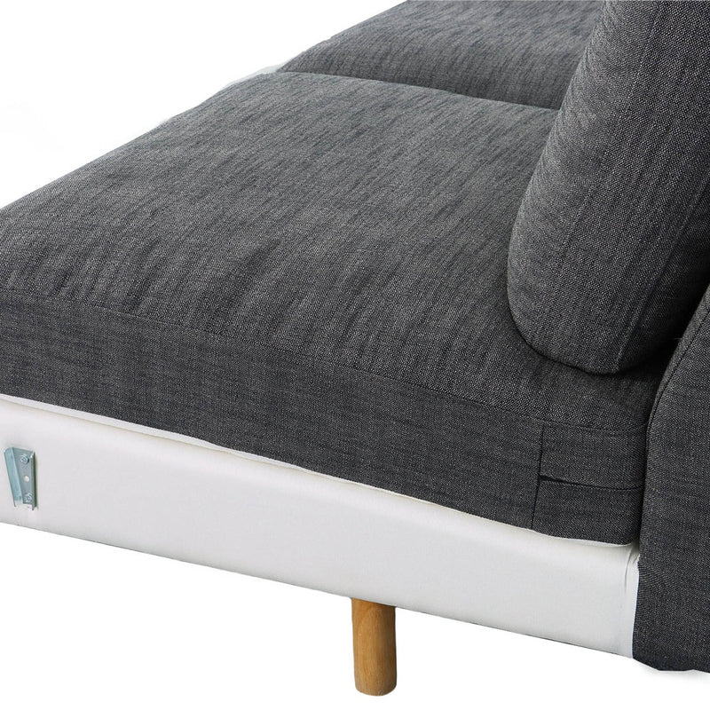 6. Feather Left Sectional - Charcoal Linen with Reversible Chaise