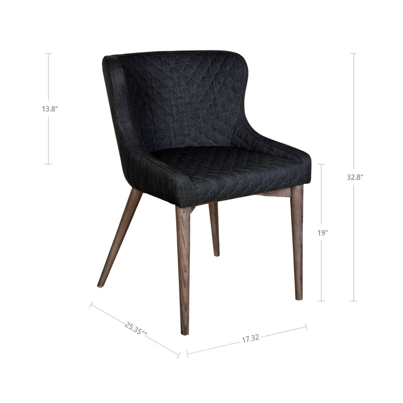 6. "Mila Dining Chair - Dark Grey featuring durable fabric and easy maintenance"