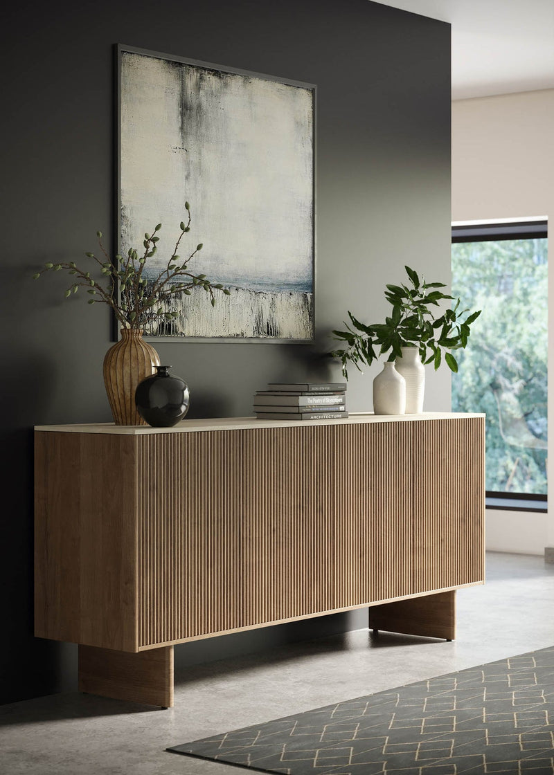 11. "Practical Hedron Sideboard with easy-to-clean surfaces"