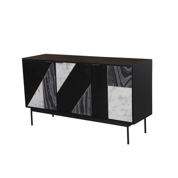 1. "Hexa Sideboard - Black Fossil with ample storage space"