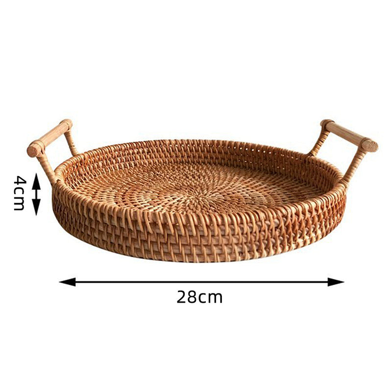 Rattan Storage Tray With Handle