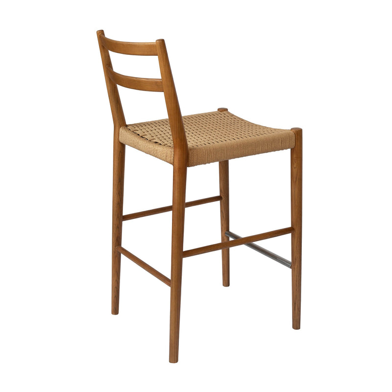 4. "Durable Jakarta Counter Stool With Back - Walnut/Natural Woven Seat for long-lasting use"
