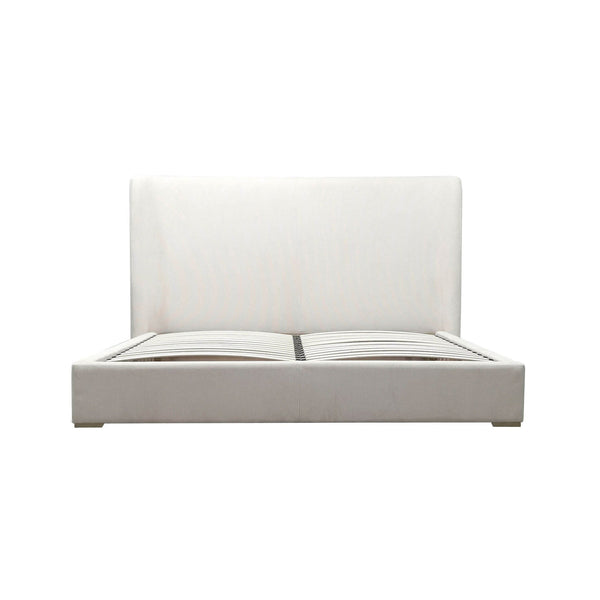 2. "Luxurious Lara King Bed with upholstered frame and button-tufted details"
