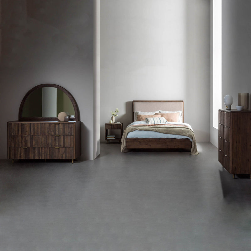 9. Affordable Lineo Upholstered Queen Bed - Burnt Oak with Free Shipping