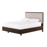 1. Lineo Upholstered Queen Bed - Burnt Oak with Tufted Headboard